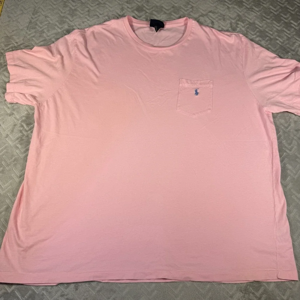 Vintage Polo Ralph Lauren T Shirt XXL Pink Crew Neck Tee Cotton Pony Logo Y2K